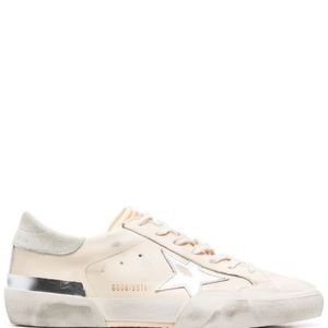 Golden Goose Women’s star-patch lace-up sneakers Ivory and White Size 9